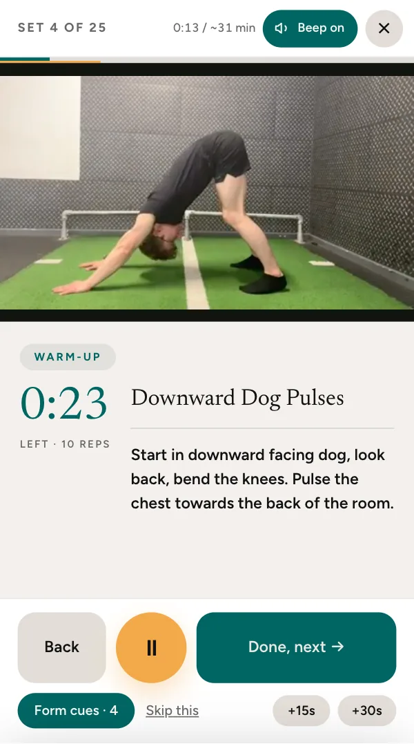 The follow along player, timing a set